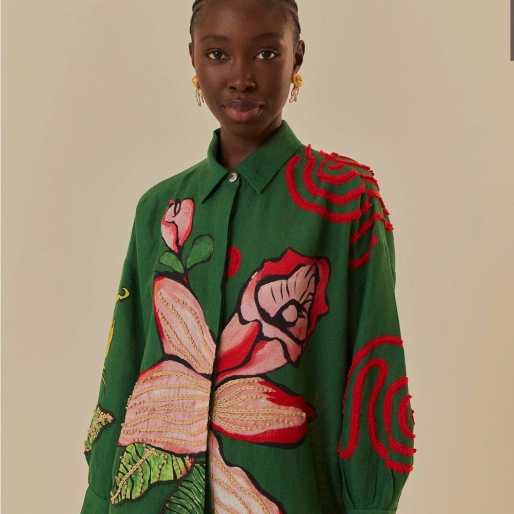 FARM Rio Green Floral Blouse